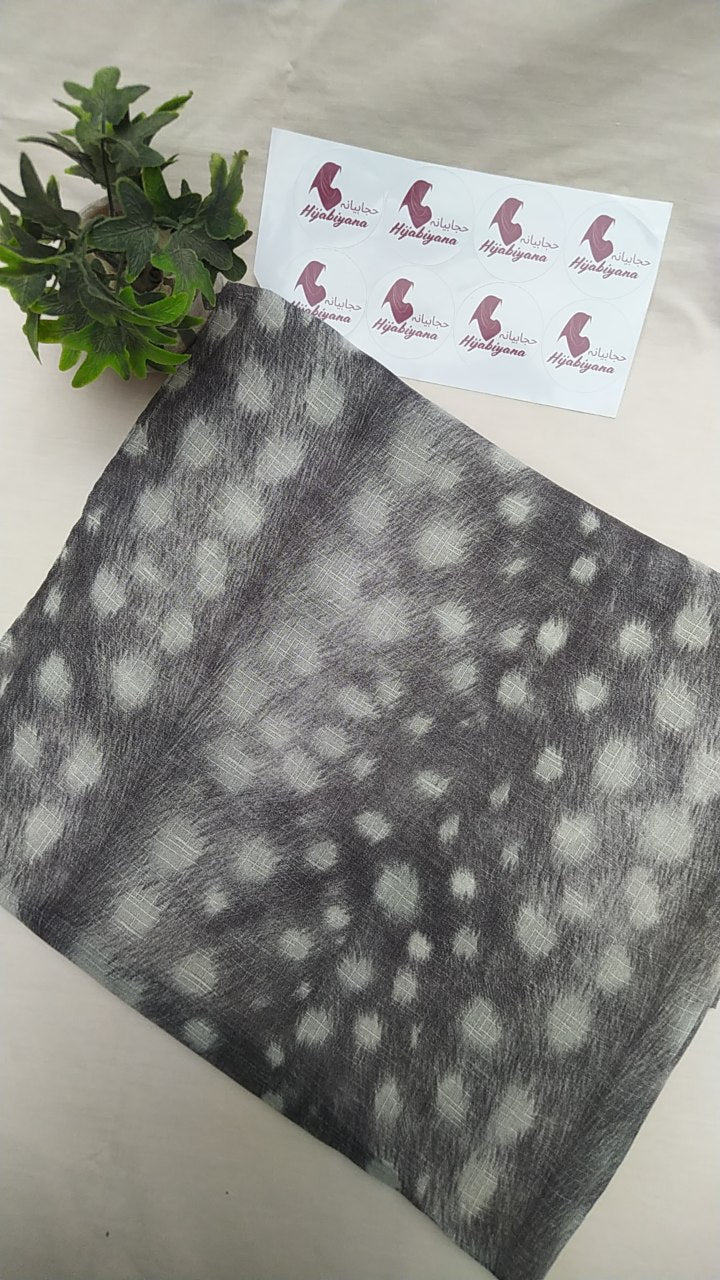 Charcoal Grey Deer Print Hijab
